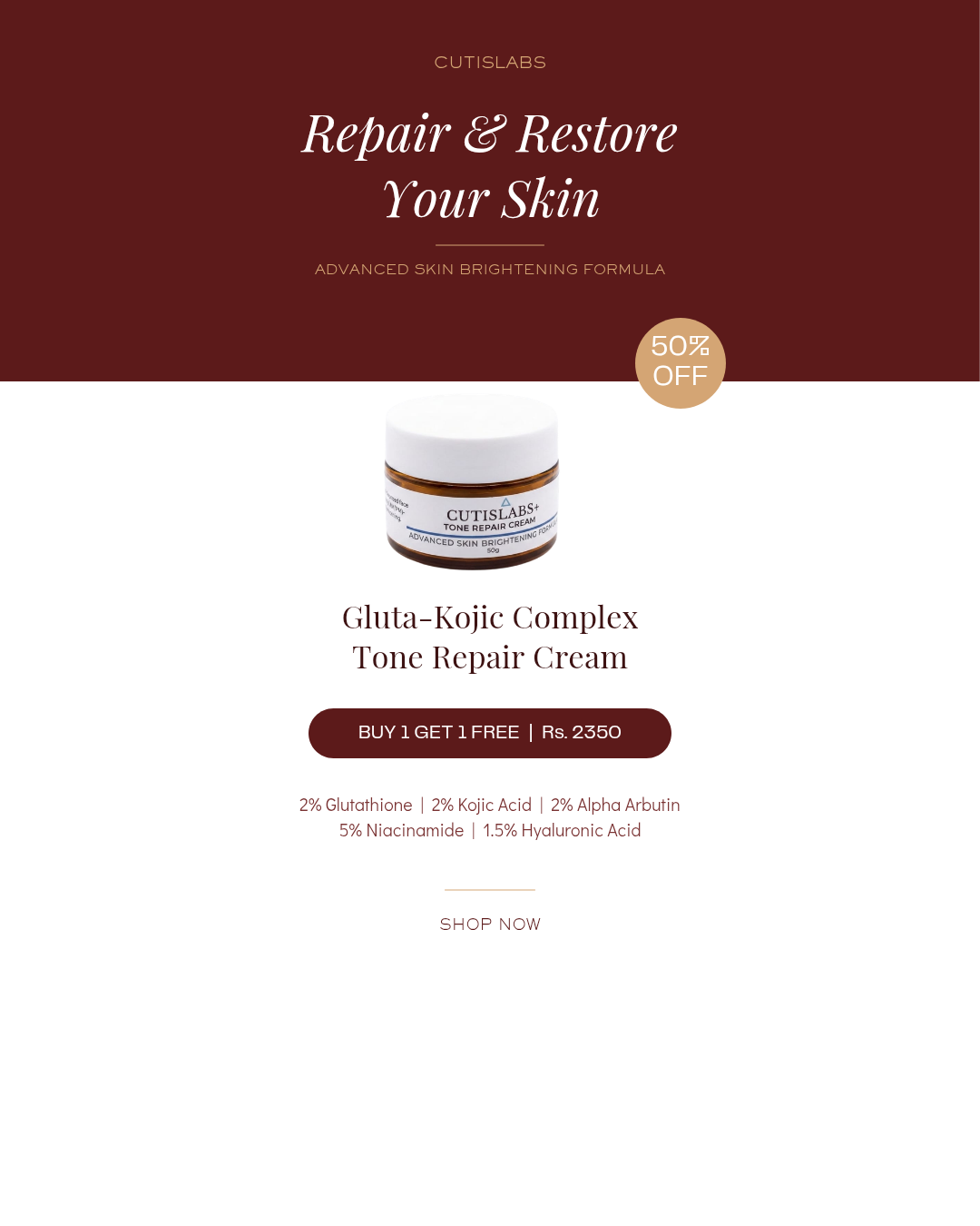 Tone Repair Cream — Advanced Skin Brightening Formula [BUY 1 GET 1 FREE]