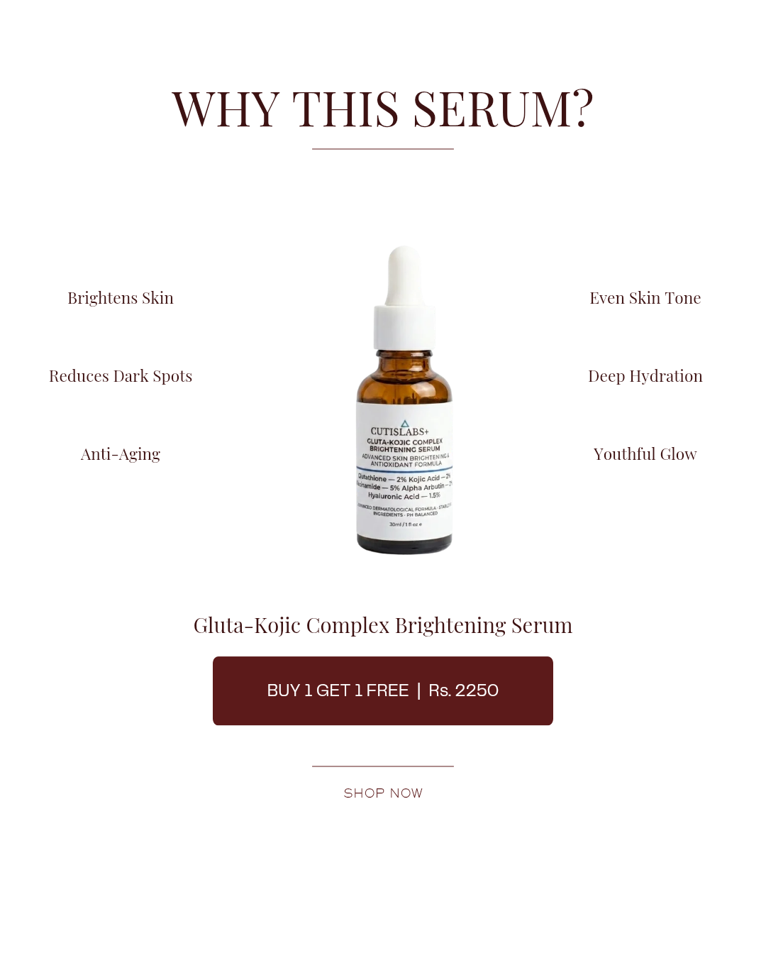 Gluta-Kojic Complex Brightening Serum (30ml) — [BUY 1 GET 1 FREE]